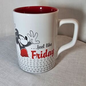 Disney Parks Ceramic Coffee Mug "Mickey Makes Monday Feel Like Friday" Red White
